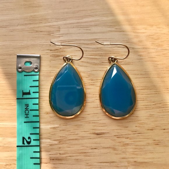 Blue & Gold Teardrop Earrings - Picture 8 of 9